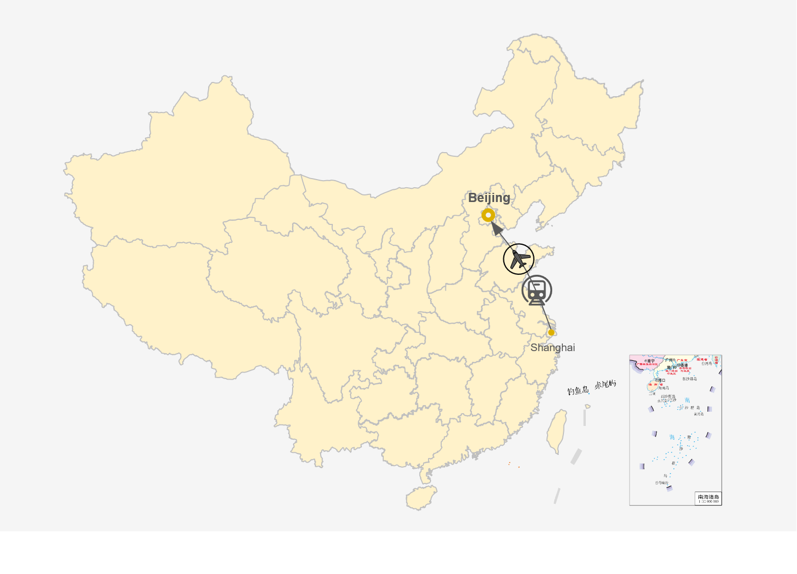 Shanghai to Beijing Tour Map